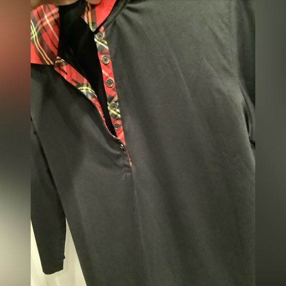 Bugatchi Womens M Black Red Striped Button 3/4 Sleeve Stretch Soft Polo Golf Top - Picture 6 of 10